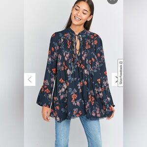 FREE PEOPLE Pebble Crepe So Fine‎ Smocked Tunic Blouse FP |  XS